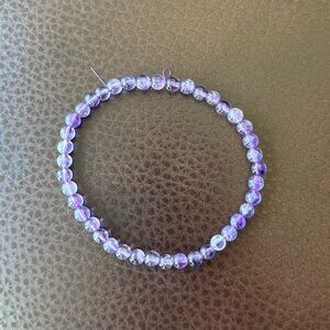 Amethyst 8 inch round crystal bracelet with stretch NWOT